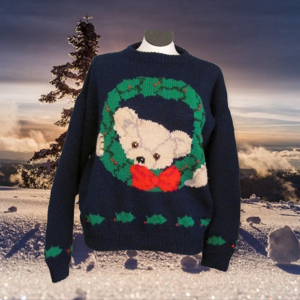 Vintage Christmas Bear Sweater